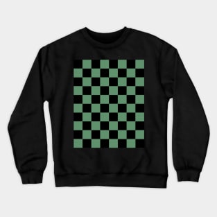 Apple Green and Black  Chessboard Pattern Crewneck Sweatshirt